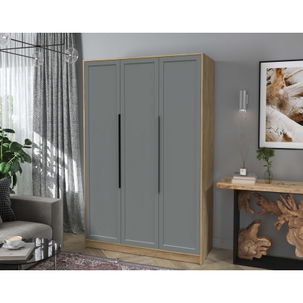 Шкаф распашной Тренд КТ-Ш3 (Дуб золотой ЛДСП/ Серый ЛМДФ) Ш1360 В2128 Г547